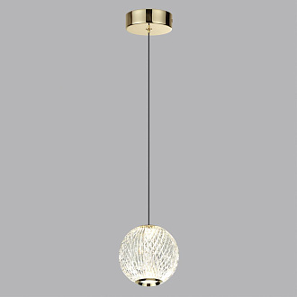 Подвес 11*11*263,5 см, 1 LED*5W, 4000 К, Odeon Light Crystal, золотой 5008/5LA