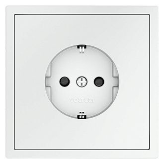 Розетка встраиваемая Voltum S70 с заземлением и защитными шторками, 16А, белый матовый пластик Soft touch VLS040202