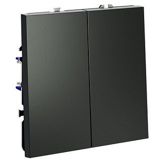 Выключатель с самовозвратом встраиваемый Voltum S70 двухклавишный 10А, титан пластик Soft touch VLS020606