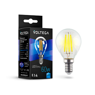 7022 Лампа светодиодная  Voltega Crystal 6W 600Lm 4000K E14