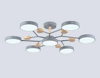 Люстра светодиодная на штанге **19- см, **W, 3000-6000K, Ambrella Light Comfort FL4865, серый, дерево
