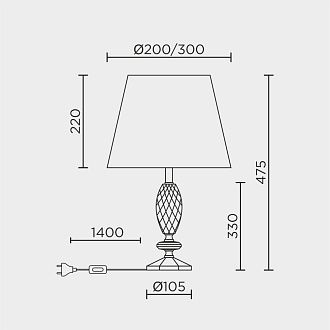 Настольный светильник 30*47 см, Е27 MODELUX ML.5503.01TL CR хром