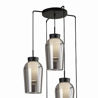 Люстра 63,3*180 см, 5*E27 черный/мрамор Mantra Nora 8283