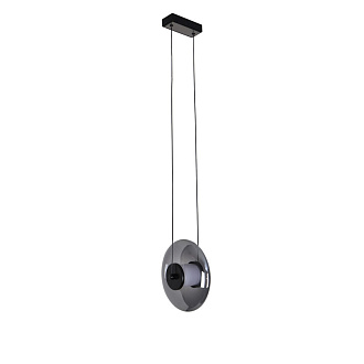Подвесной светильник 26*199 см, 7W, Favourite Rulle 4373-1P матовый черный, стекло дымчато-серого цвета, белый акрил