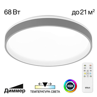 Светильник 50 см, 68W, 3000-5500K Citilux CL753453G ENZO Серый+Белый LED с пультом