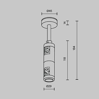 Комплектующие для трековой системы  TRA156C-D1-PT 4,5*2,9*-18,4 см, *Maytoni technical Accessories for tracks Flarity TRA156C-D1-PT, Платина