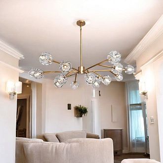 Люстра на штанге Boule De Cristal Round Chandelier 18 120*120*30 см, 18*G9*40W, ImperiumLoft 40.1218, Латунь