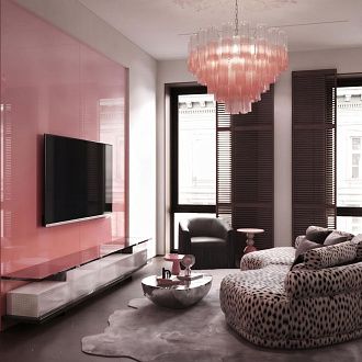 Подвесная люстра 60 см, Loft IT Murano 10580/600 Clear pink, бронза