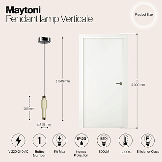 Светильник 12 см, 8W, 3000K, Maytoni Modern Verticale MOD308PL-L9CG3K, хром
