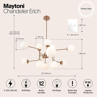 Подвесная люстра Maytoni Erich MOD221-PL-12-G