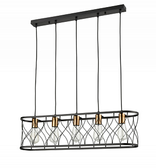 Подвесной светильник 23*80*147 см, 5*E27 черный, золото Vele Luce Ulik VL6242P05