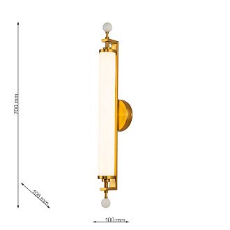 Бра Favourite Plunger 3012-2W, D105*W100*H700, латуни, плафон из искусственного белого мрамора, стеклянный декор по краям