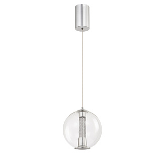 Подвесной светильник 20*135 см, 7W, Favourite Boble 4552-2P серебро, прозрачное стекло