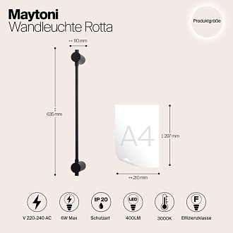 Бра 64 см, Maytoni Rotta MOD413WL-L6B3K, черный
