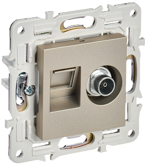 SKANDY Розетка двойная TV+RJ45 кат.5E SK-A14Sh шамп. IEK, SK-AK20-1-K37