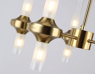Люстра со стеклянными плафонами на штанге **69- см, 10*G9*30W, K, Ambrella Light High Light LH55358, латунь