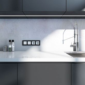 W0042908/ Рамка на 4 поста Slab (черный софт) Werkel 4690389193477