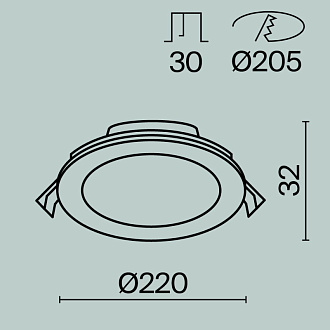Встраиваемый светильник 22*3,2 см, LED*18W Stockton DL017-6-L18W3-4-6K Maytoni Downlight, Белый, вр 20,5 см