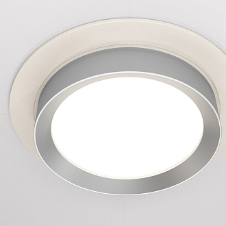Светильник 11 см, Maytoni Downlight Hoop DL086-GX53-RD-WS, белый-серебро, вр 9,5 см