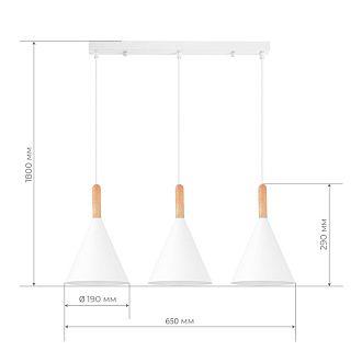 Светильник подвесной 65*19*31,5/180 см, 3*E27 EVOLUCE Arket SLE1255-503-03 белый