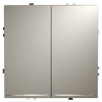 Проходной переключатель встраиваемый Voltum S70 двухклавишный с подсветкой 10А, кашемир пластик Soft touch VLS020403