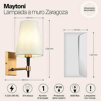 Бра Maytoni Zaragoza H001WL-01BS, латунь