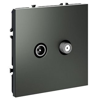 Розетка телевизионнная встраиваемая Voltum S70 оконечная TV+SAT, титан пластик Soft touch VLS060406