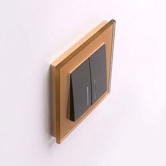 W1120108 Выключатель двухклавишный с подсветкой, черный матовый Werkel, 4690389156717