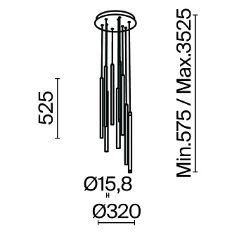 Каскадная люстра 35*35*352,5 см, LED, 46W, 3000К, Maytoni Light stick MOD236PL-L54BS3K латунный