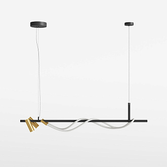 Светодиодный светильник 140 см, 42W, 3000K, Maytoni MOD166PL-L30GB3K, черный-золото