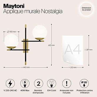 Бра Maytoni Nostalgia MOD050WL-02G, матовое золото