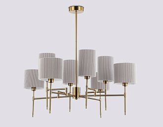 Люстра на штанге с абажурами **36,5-70,5 см, 8*E14*40W, K, Ambrella Light High Light LH72383, латунь