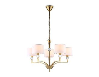 Подвесная люстра с абажурами и хрусталем **88- см, 5*E14*40W, K, Ambrella Light High Light LH71131, латунь