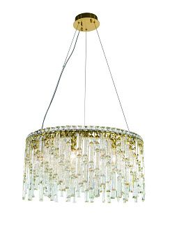Люстра Ø600 x H300(1300), мм, 9*40W (360W), PLATING BRASS+CLEAR (Латунь + Прозрачный Хрусталь) NewRgy 6073P/9A PLATING BRASS+CLEAR