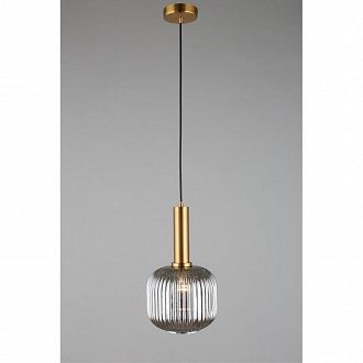 Светильник подвесной 20 см Omnilux Triscina OML-99426-01, бронза/дымчатое стекло
