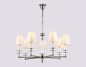 Подвесная люстра с абажурами и хрусталем **44-113 см, 7*E14*40W, K, Ambrella Light High Light LH71003, никель