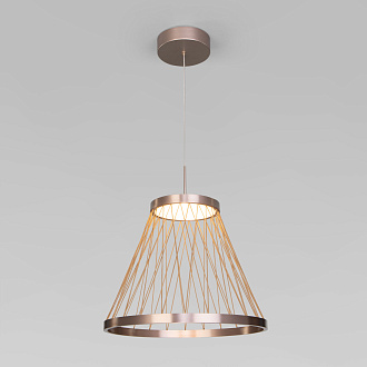 Подвесной светильник 40*40*50-165 см, LED*18W, 3000K, Eurosvet Cesta 40016/1 LED, коричневый, a069283