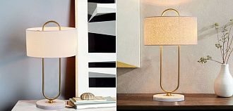 Настольная лампа Marston Table Lamp 43*43*84 см, 2*E14*40W, ImperiumLoft 43.358, Золотистый, Белый