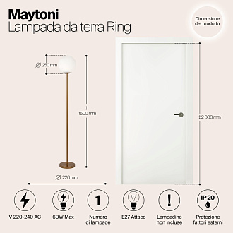 Торшер155 см, Maytoni Ring MOD013FL-01BS, латунь