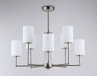 Люстра со стеклянными плафонами на штанге **60- см, 8*E27*60W, K, Ambrella Light High Light LH56213, никель