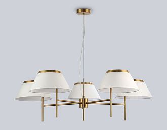 Подвесная люстра с абажурами **29-108 см, 5*E14*40W, K, Ambrella Light High Light LH72473, латунь