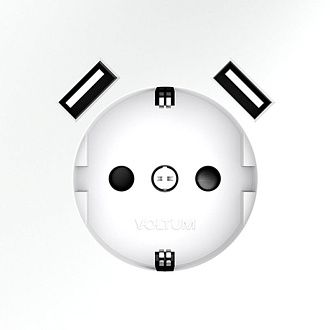 Розетка встраиваемая Voltum S70 с заземлением и защитными шторками, 16А, с USB, A+A, белый матовый пластик Soft touch VLS040402