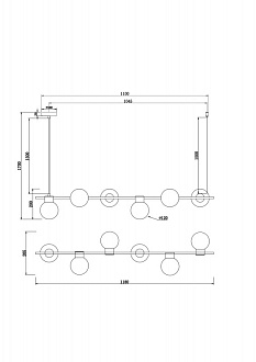 Светильник 118 см, Freya FR5232PL-06B, черный-латунь