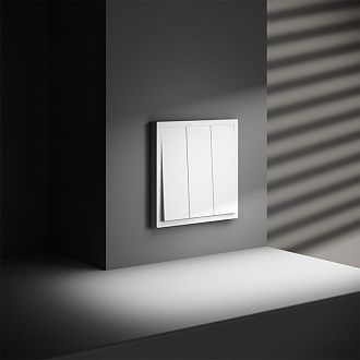 Выключатель встраиваемый Voltum S70 трехклавишный 10А, белый матовый пластик Soft touch VLS030102