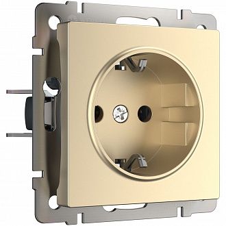 Розетка с заземлением и шторками (шампань) W1171111 Werkel 4690389157387