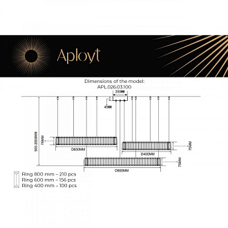 Светодиодный светильник 80 см, 100W, 3000K, Aployt Nicoletta APL.026.03.100, бронза