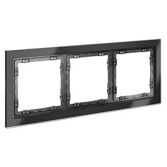 Рамка стеклянная Voltum S70 на 3 поста, графит, стекло Стекло/пластик  VLS110307