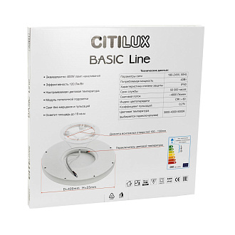 Светильник накладной 40*2,5 см, LED 40W*Мульти Citilux CL738320VL Бейсик Лайн Белый 