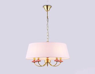 Подвесная люстра с абажуром и декором из керамики **73- см, 5*E14*40W, K, Ambrella Light High Light LH75021, золото
