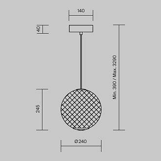 Подвесной светильник 24*39-329 см, *LED*12W, 3000K, Maytoni Bruma MOD397PL-L12B3K, Черный